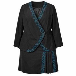 ASHRO Embroidered Dark Academia Skirt Suit Set Womens Sz 14 Avant Garde Bosscore